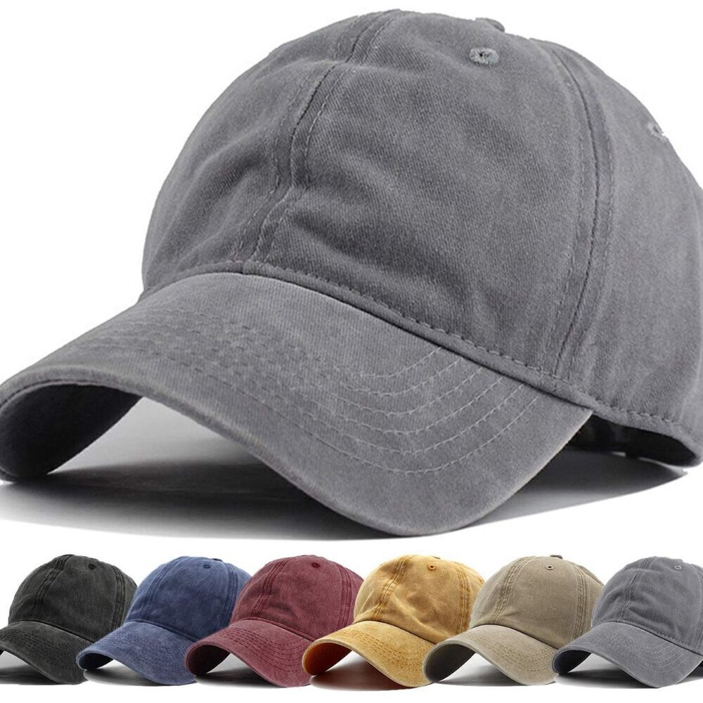 Vintage Washed Distressed Cotton Baseball Cap Adjustable Dad Hat Unisex